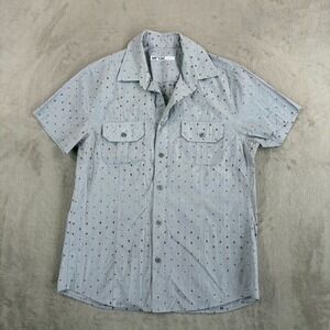 Mr. Turk Double Pocket Shirt in‎ Grey Geometric Men Medim Short Sleeve
